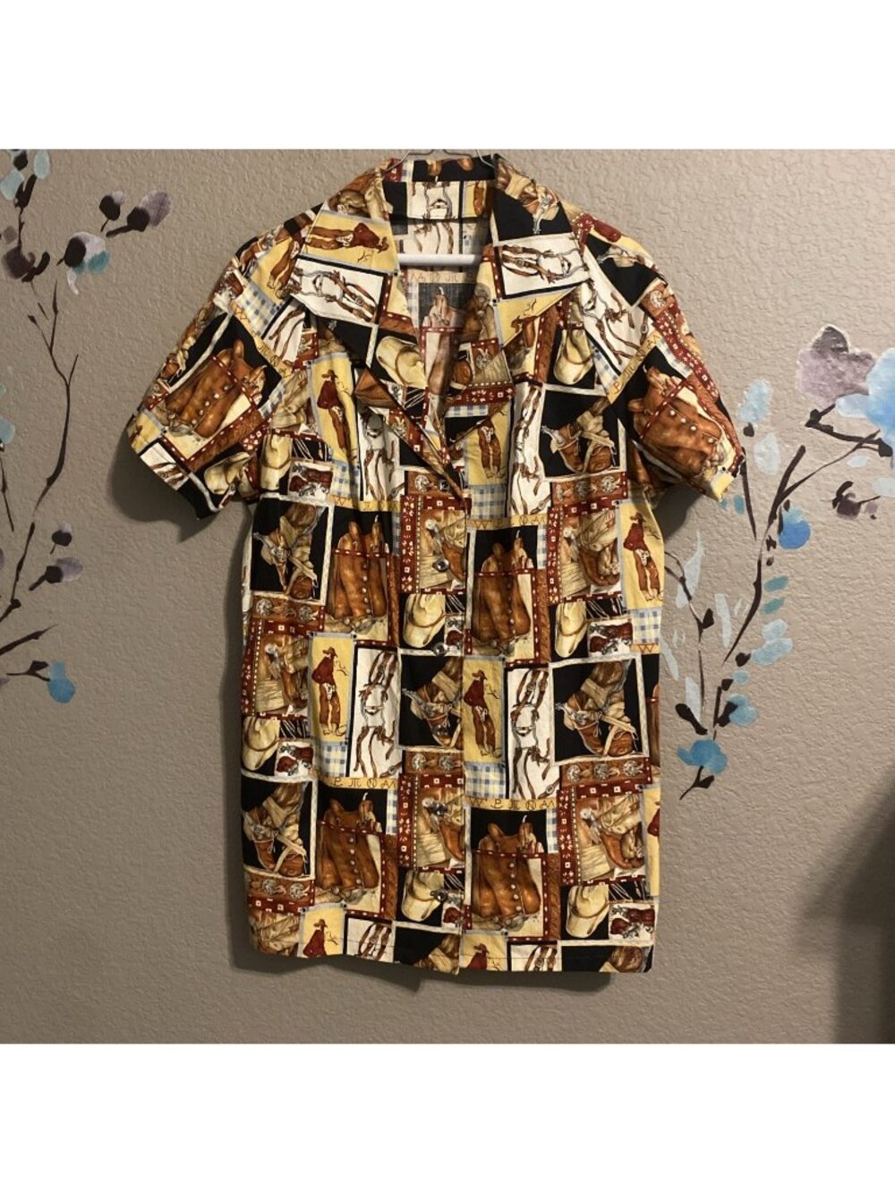 Handmade, Button-Down, Short Sleeve Shirt M/L From Alexander Fabrics Unique West